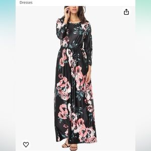 Long sleeve Floral maxi dress with pockets